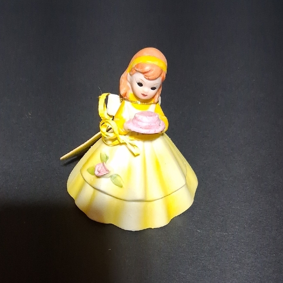 Josef Original  Yellow and Pink Ceramic Bell - Picture 1 of 3